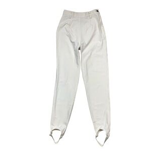 🆕 Vintage White Stirrup High Rise Pants Women's 0-2 Mom Pleats 80s 90s Tapered